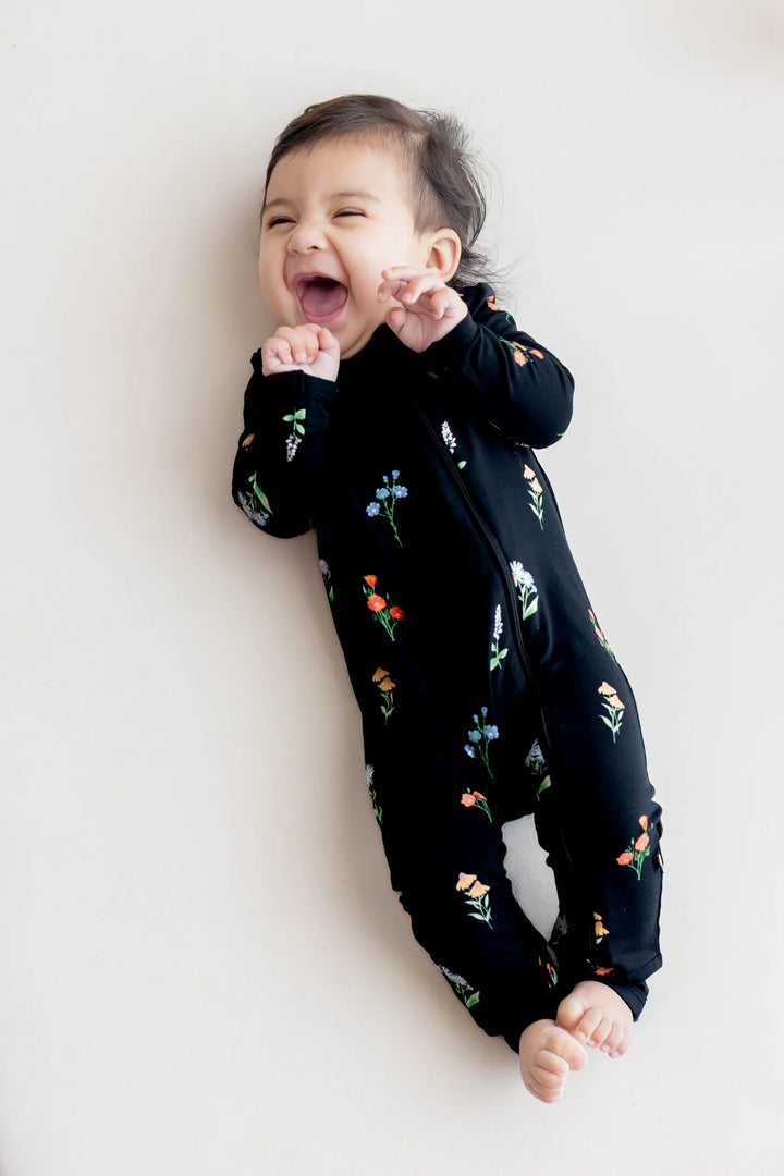 Kyte Baby Zippered Romper - Midnight Wildflower