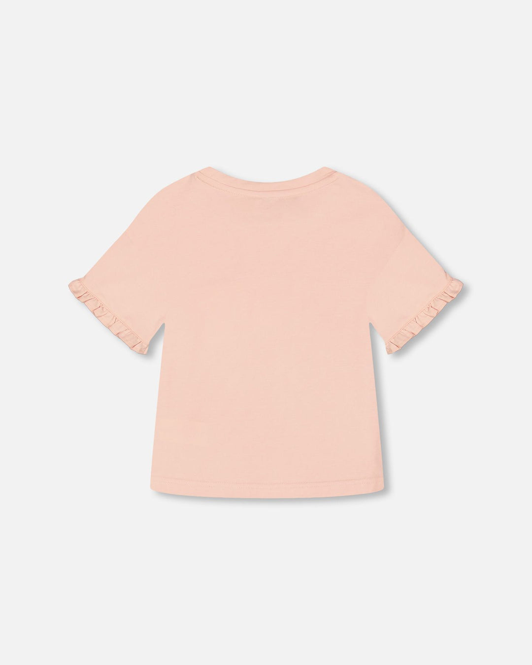 Deux Par Deux Organic Cotton Top With Print And Frills - Blush Pink
