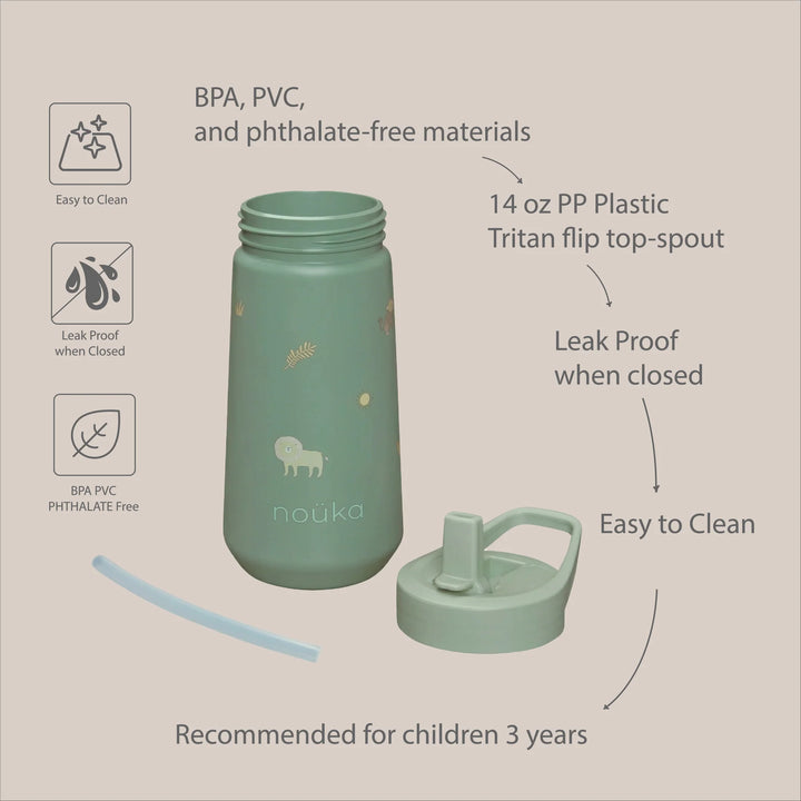 Nouka Flip-Top Straw Dinking Bottle 14oz