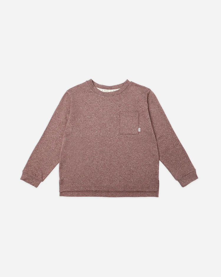 Rylee &amp; Cru Long Sleeve Pocket Tee - Heathered Burgundy