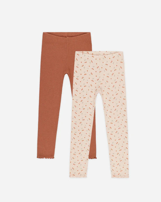 Rylee &amp; Cru Ribbed Legging Set - Cherries, Poppy
