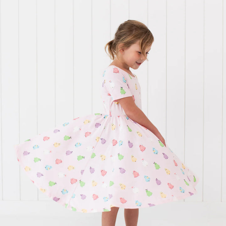 Kyte Baby Short Sleeve Twirl Dress - Pastel Ghost