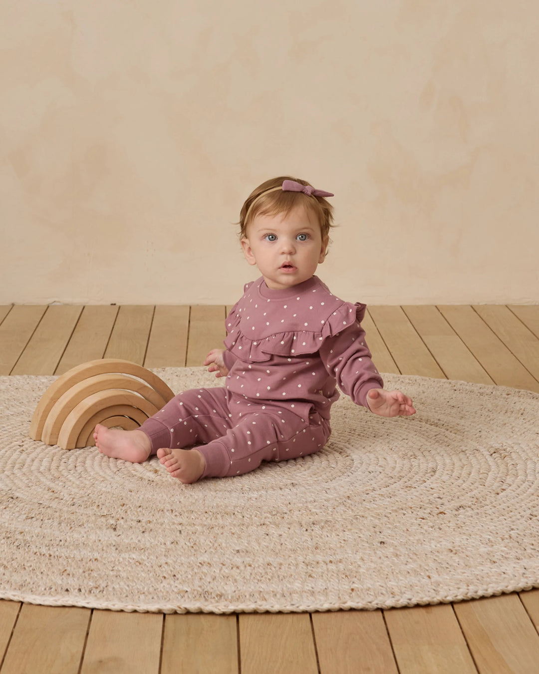 Quincy Mae Relaxed Fleece Sweatpant - Polka Dot