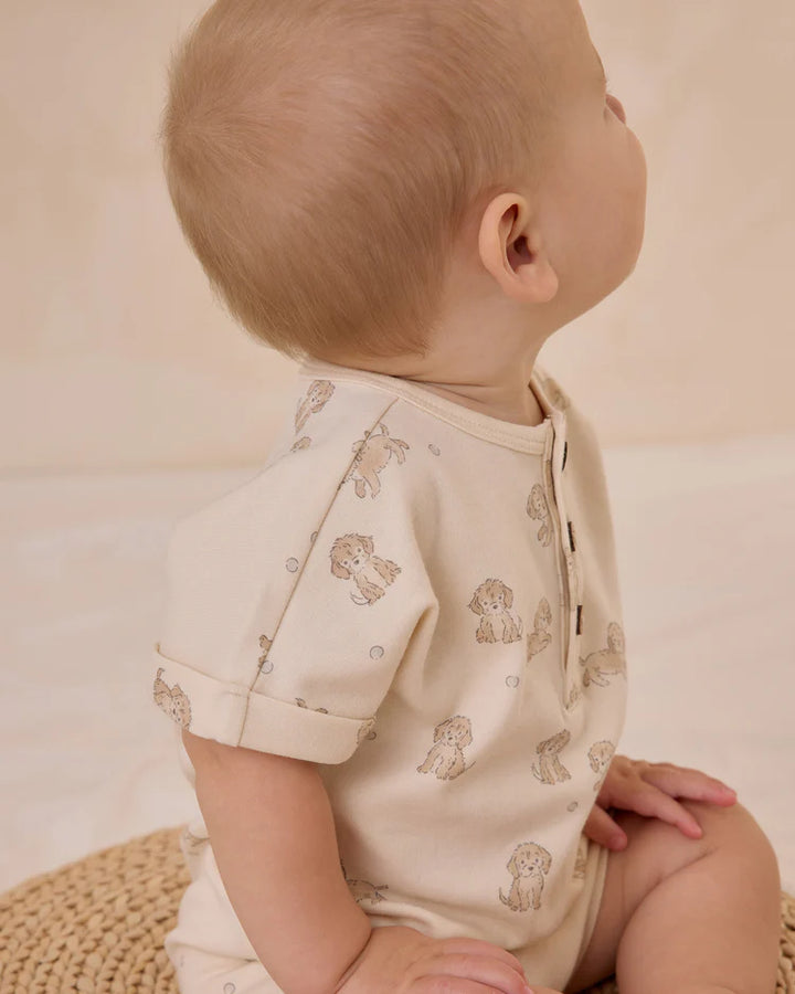 Quincy Mae Short Sleeve One-Piece - Puppies
