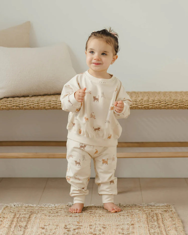 Quincy Mae Relaxed Sweatpant - Cats