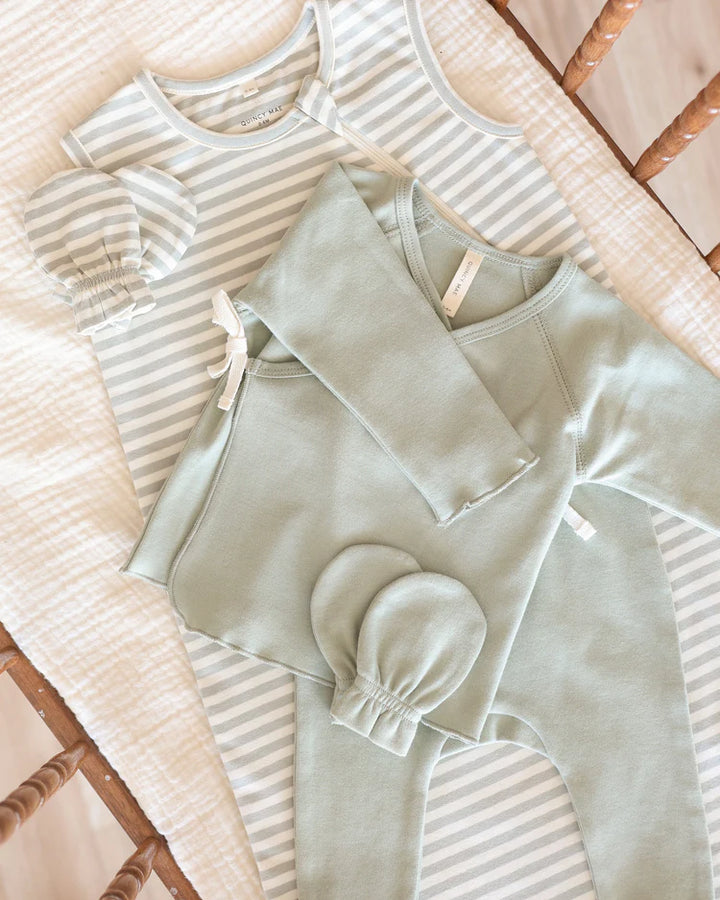 Quincy Mae Wrap Top &amp; Footed Pant Set - Sage