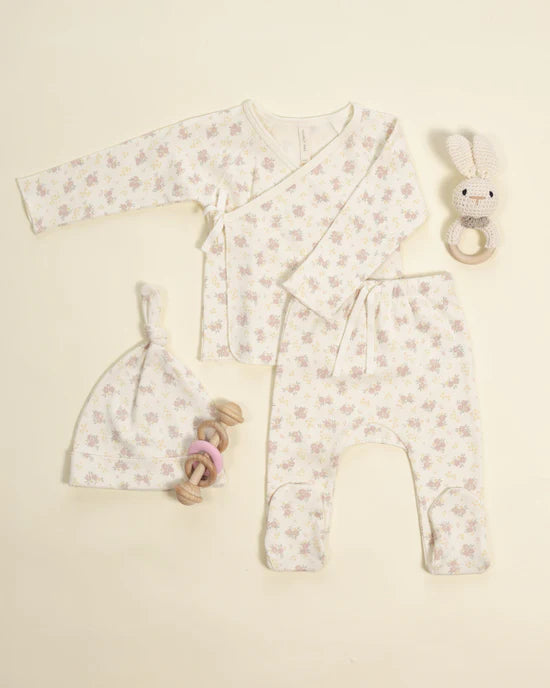Quincy Mae Wrap Top &amp; Footed Pant Set - Flower Field