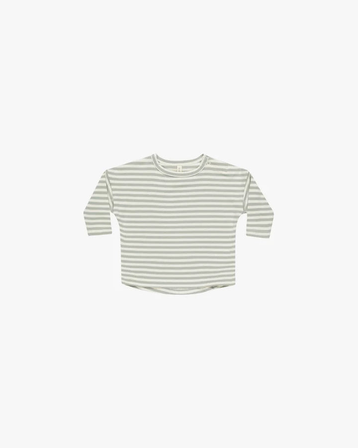 Quincy Mae Long Sleeve Tee - Sage Stripe