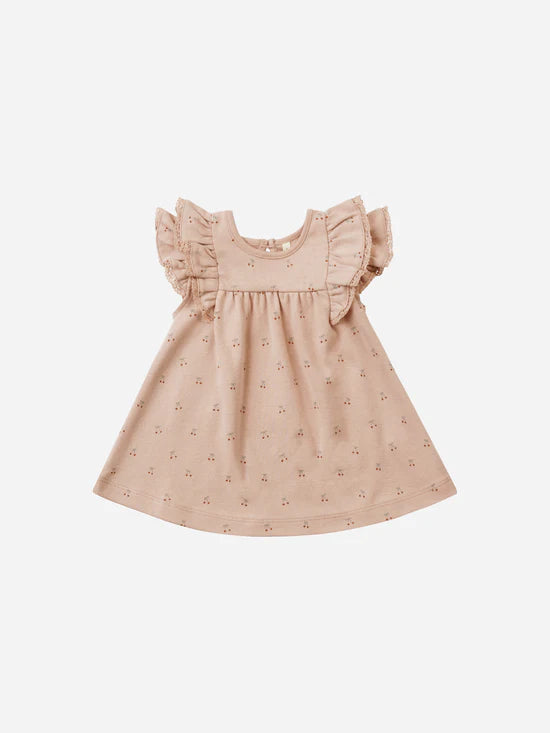 Quincy Mae Flutter Dress - Blush Cherries