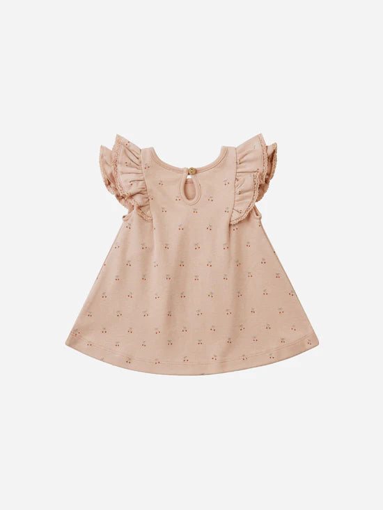 Quincy Mae Flutter Dress - Blush Cherries