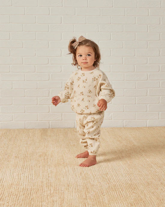 Quincy Mae Waffle Top + Pant Slouch Set - Honey Flower