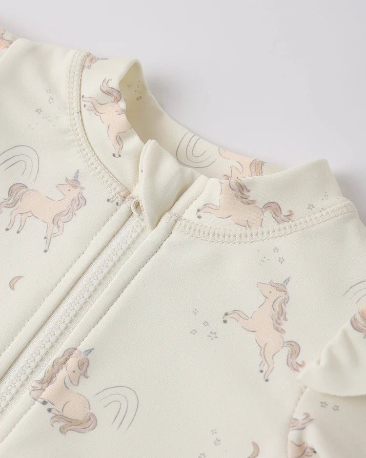Quincy Mae Byron Rashguard One-Piece - Unicorns