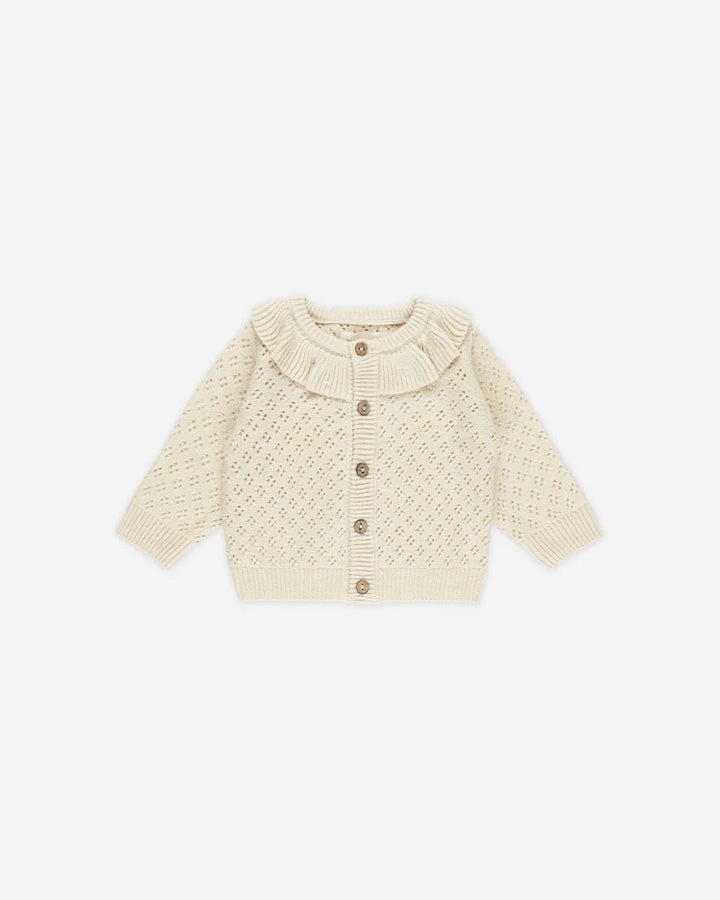 Quincy Mae Ruffle Collar Cardigan - Natural