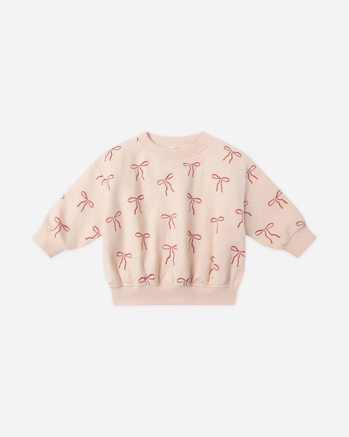 Quincy Mae Relaxed Fleece Sweatshirt - Red Bows