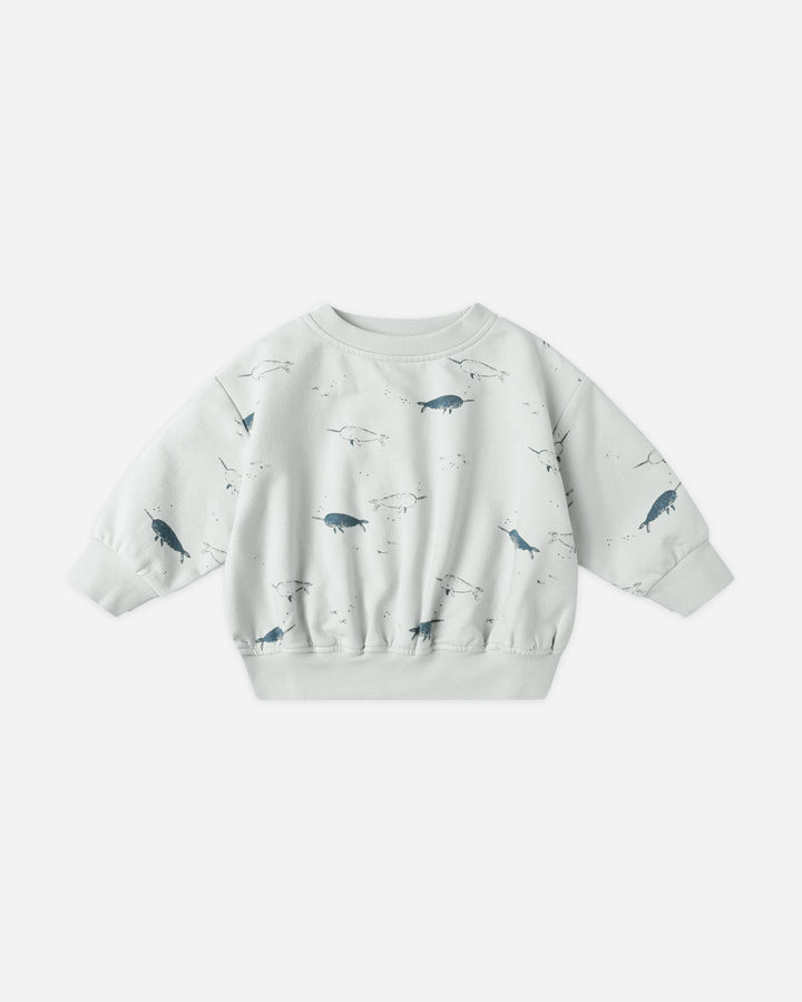 Quincy Mae Relaxed Fleece Sweatshirt - Narwhals