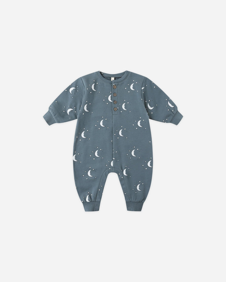 Quincy Mae Relaxed Fleece Jumpsuit - Silver Moons