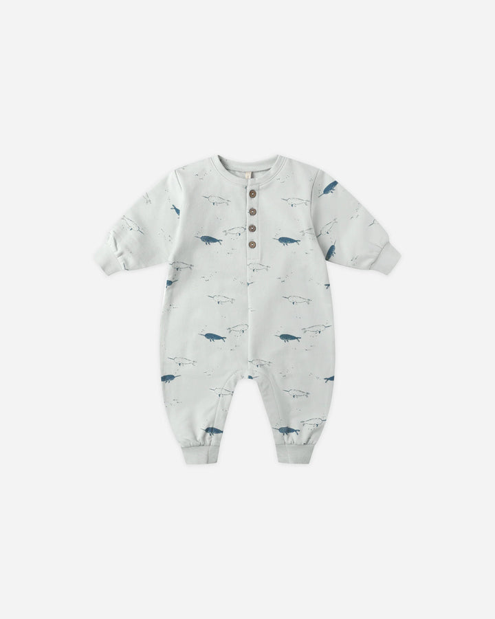 Quincy Mae Relaxed Fleece Jumpsuit - Narwhals