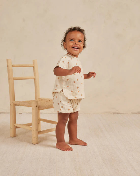 Quincy Mae Woven Boxy Top and Shorts Set - Oranges
