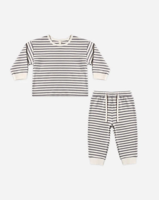 Quincy Mae Cozy Set - Slate Stripe