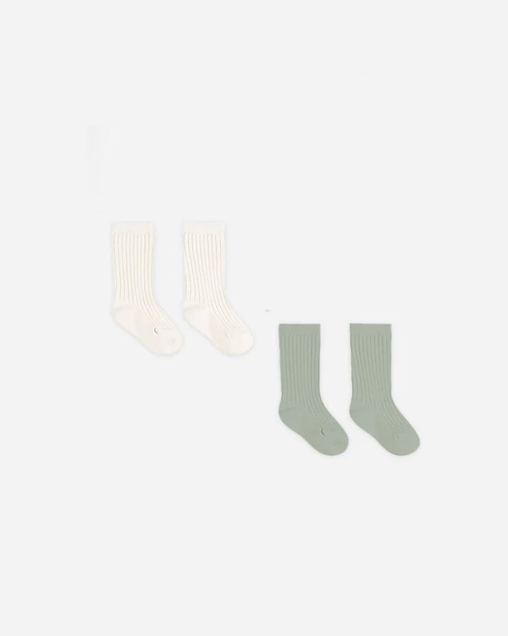Quincy Mae Socks Set - Natural/Sage