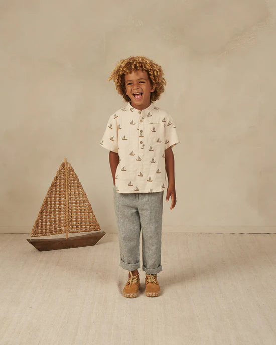 Rylee &amp; Cru Short Sleeve Mason Shirt - Sailboats