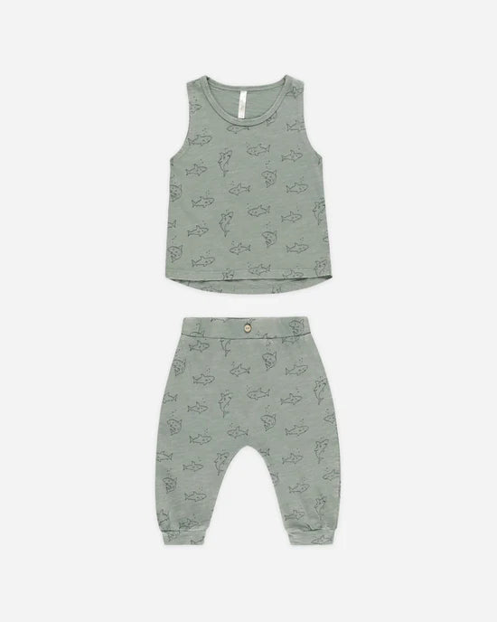 Rylee &amp; Cru Tank &amp; Slouch Pant Set - Sharks