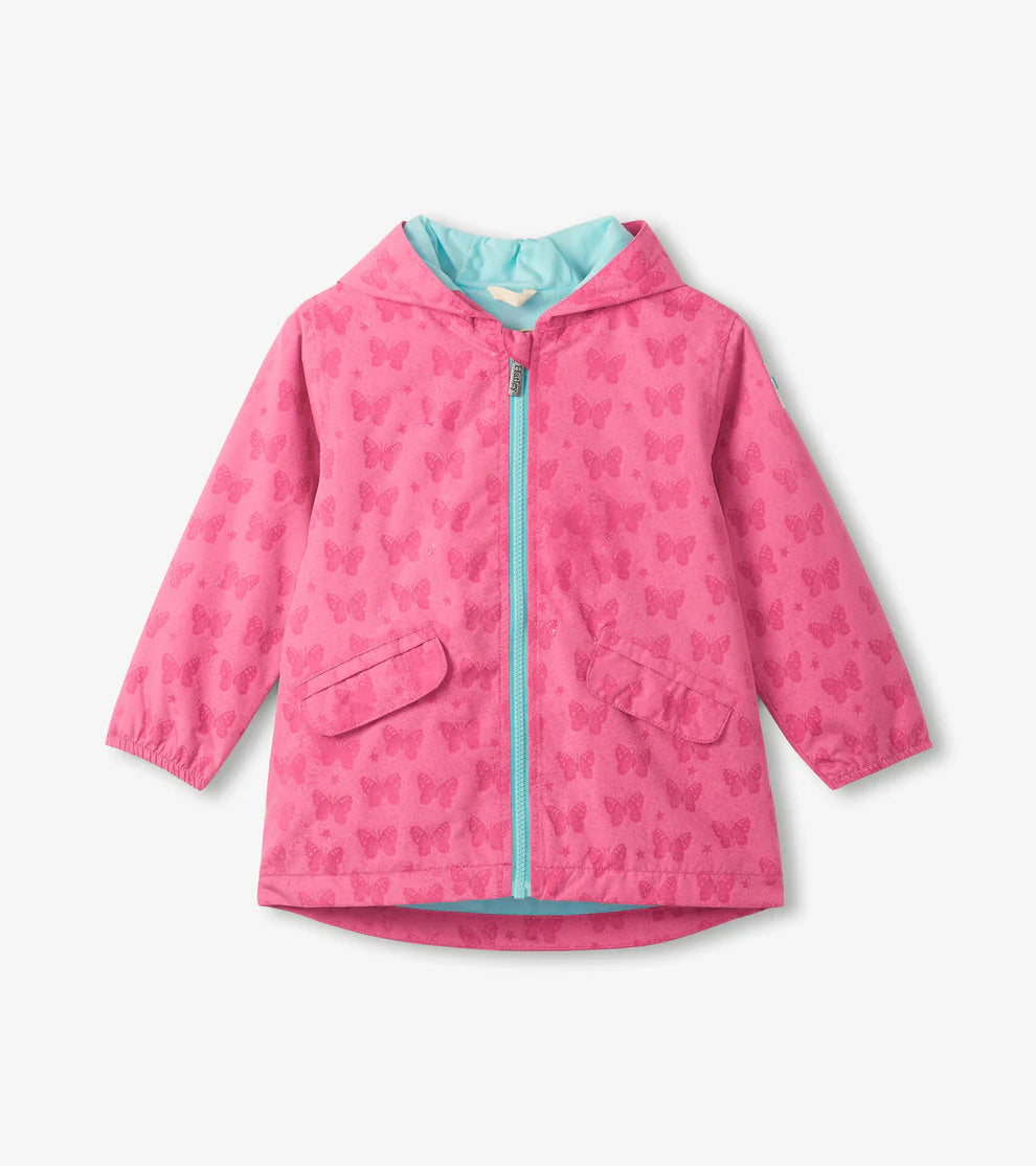 Hatley Colour Reveal Rain Coat - Pink/Butterflies