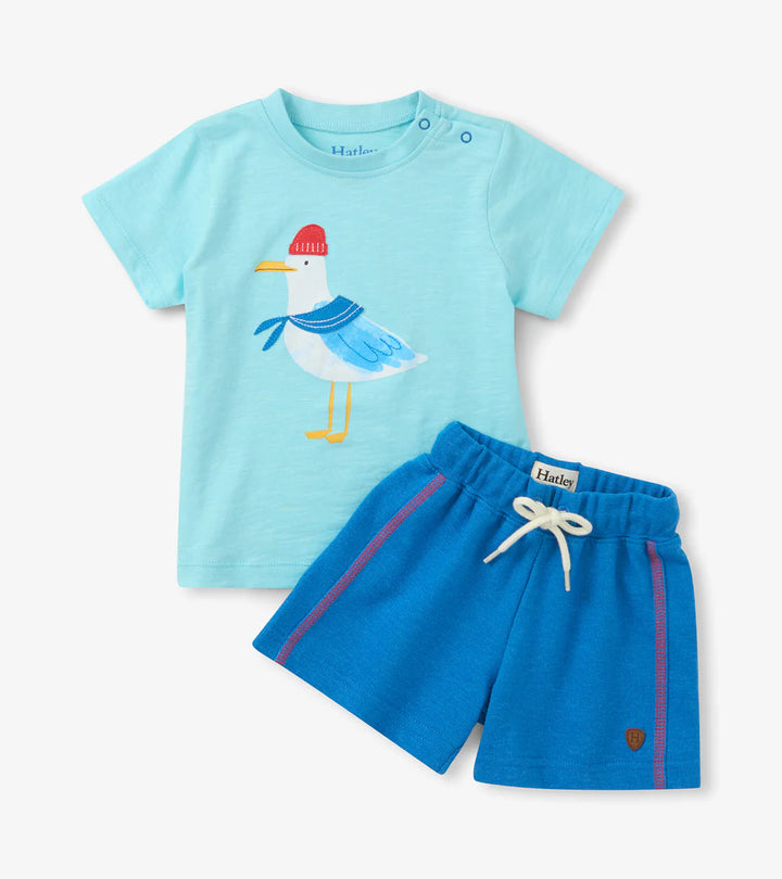 Hatley Tee and Short Set - Charming Seagull
