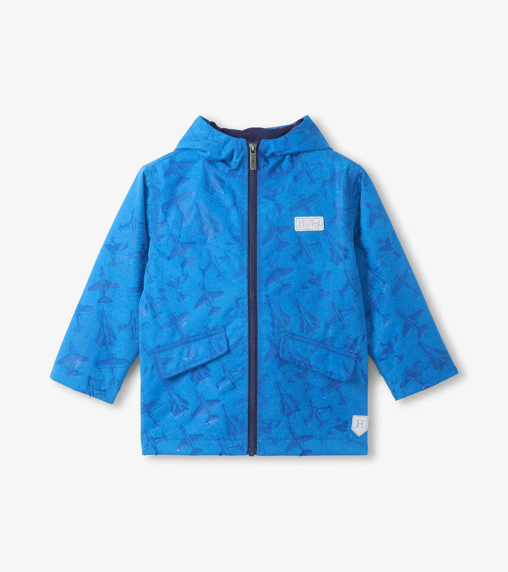 Hatley Colour Reveal Rain Coat - Vintage Airplanes