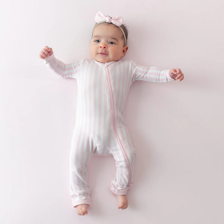 Kyte Baby Zippered Romper - Small Sakura Stripe