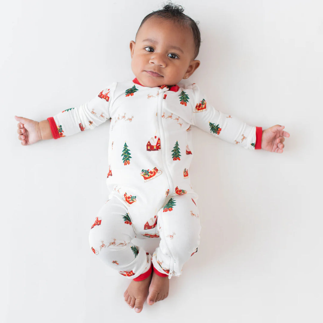 Kyte Baby Zippered Romper - Santa Sleigh