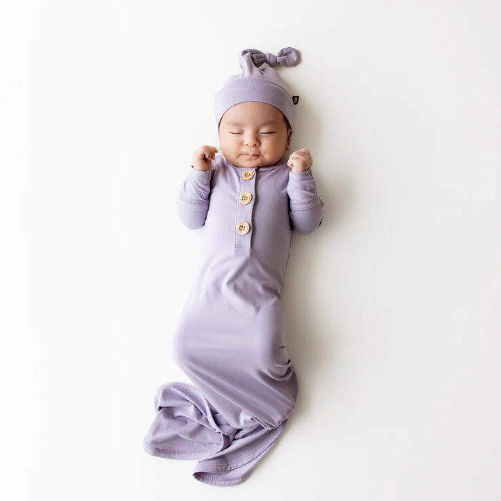 Kyte Baby Knotted Gown with Hat Set - Taro