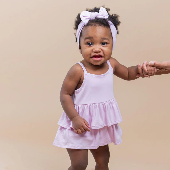 Kyte Baby Spaghetti Strap Ruffle Romper - Thistle