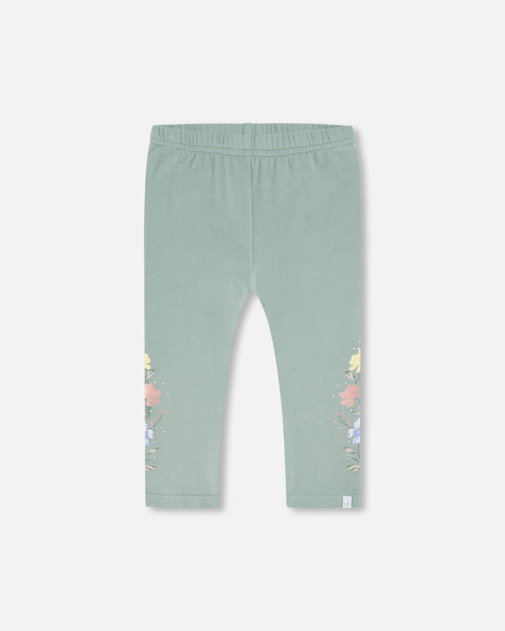 Deux Par Deux Organic Cotton Capri Legging - Olive Green
