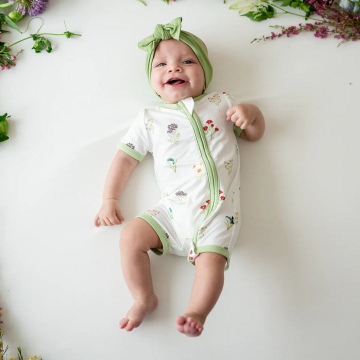 Kyte Baby Zippered Shortall Romper - Wildflower