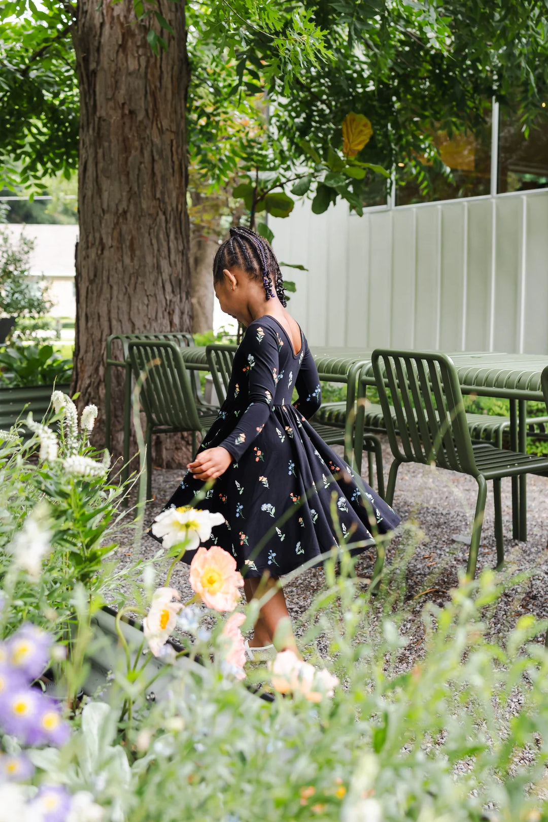 Kyte Baby Long Sleeve Twirl Dress - Midnight Wildflower