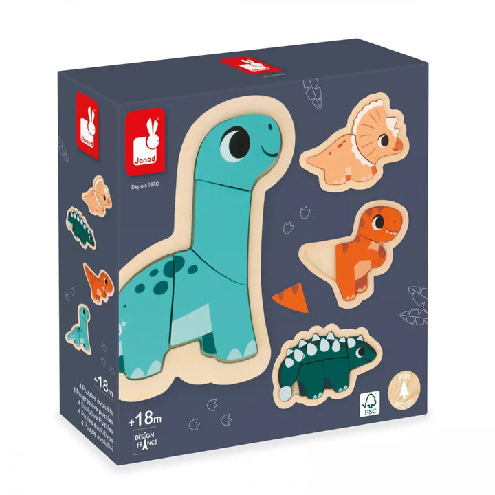 Janod 4 Progressive Puzzles Dino