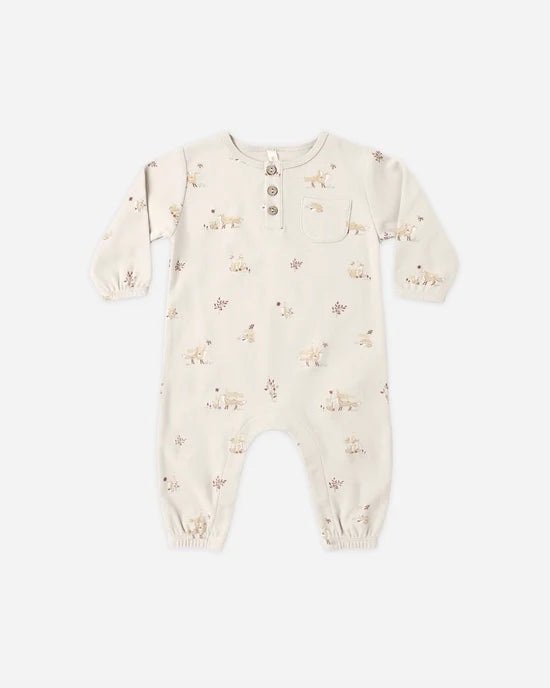 Quincy Mae Long Sleeve Pocket Jumpsuit - Fox Land