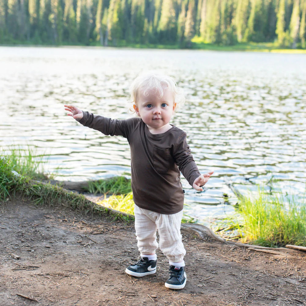 Kyte Baby Long Sleeve Toddler Crew Neck Tee - Espresso