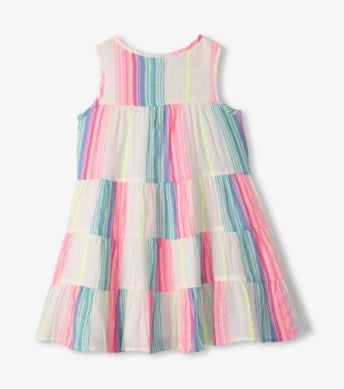 Hatley Layered Tiered Dress - Neon Stripes