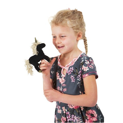 Folkmanis Finger Puppet - Mini Black Unicorn