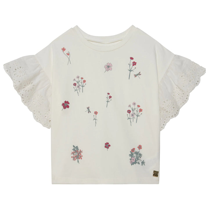 Deux Par Deux Organic Eyelet Sleeve Top - Off White
