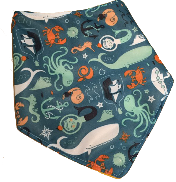 AppleCheeks Exclusive for FluffyBottomBabies Ocean Playground Bandanna Bib 