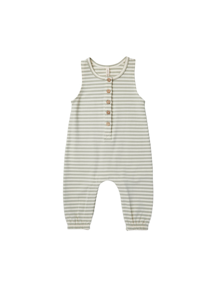 Quincy Mae Sleeveless Jumpsuit - Pistachio Stripe