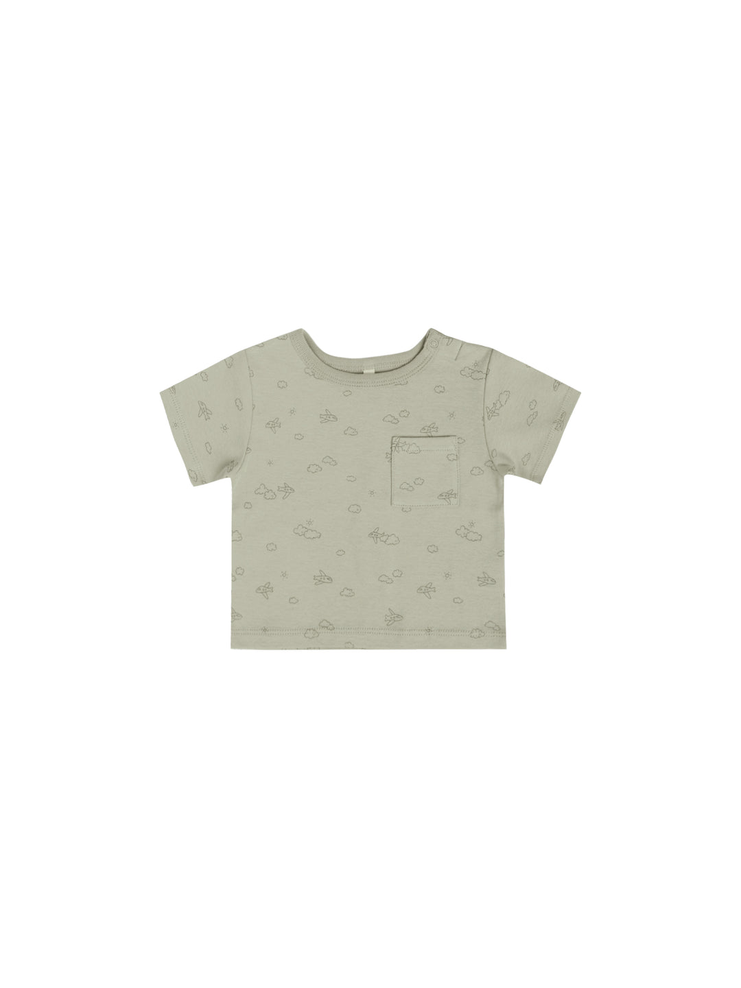 Quincy Mae Boxy Pocket Tee - Airplanes