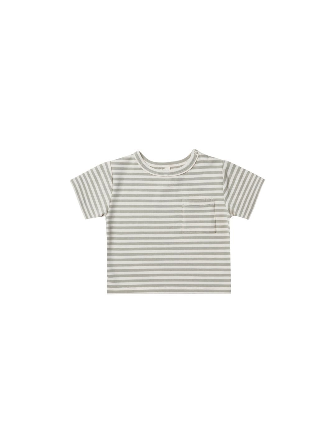 Quincy Mae Boxy Pocket Tee - Pistachio Stripe