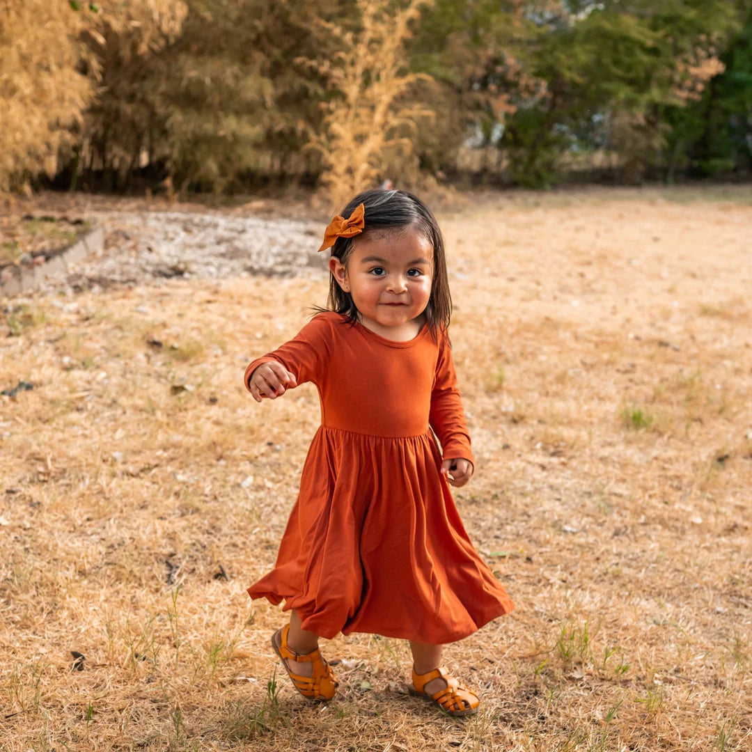 Kyte Baby Long Sleeve Twirl Dress - Rust